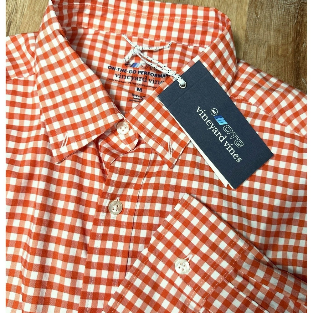NEW Vineyard Vines OTG Performance Brrr Mens Medium Button Shirt Gingham Check